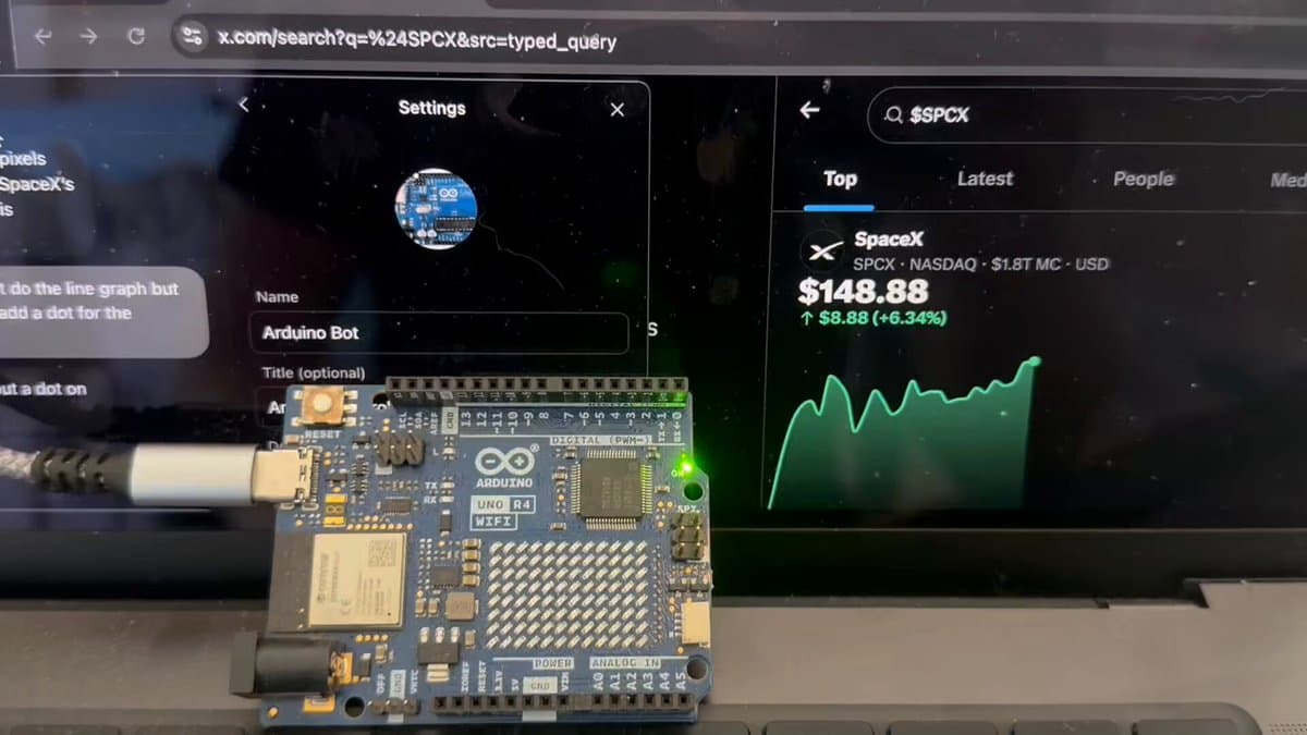 Grok Bot 连接 Arduino 并制作 SPCX 信息屏